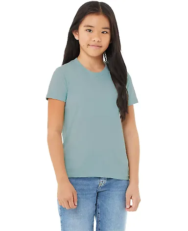 BELLA+CANVAS 3001YCVC Jersey Youth T-Shirt in Hthr blue lagoon front view