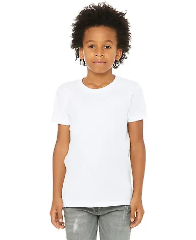 BELLA+CANVAS 3001YCVC Jersey Youth T-Shirt in Solid wht blend front view