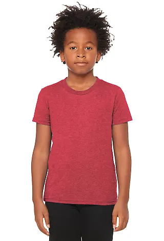 BELLA+CANVAS 3001YCVC Jersey Youth T-Shirt in Heather red front view