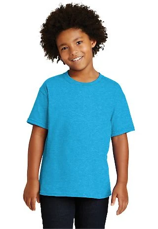 Gildan 5000B Youth Heavy Cotton Plain T shirt Bulk in Heather sapphire front view