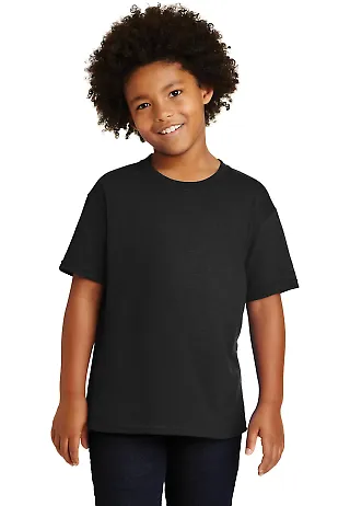 Gildan 5000B Heavyweight Cotton Youth T-shirt  in Black front view