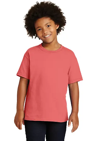 Gildan 5000B Heavyweight Cotton Youth T-shirt  in Coral silk front view