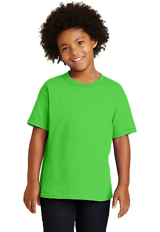 Gildan 5000B Heavyweight Cotton Youth T-shirt  in Electric green front view