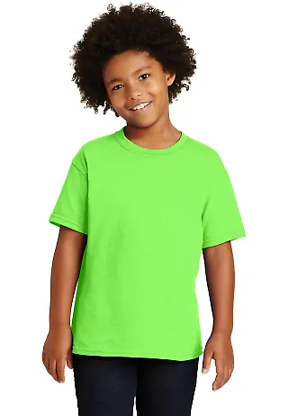 Gildan 5000B Heavyweight Cotton Youth T-shirt  in Neon green front view