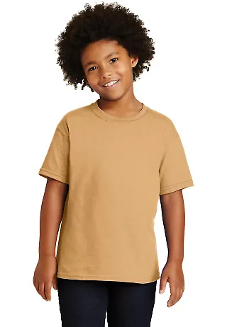 Gildan 5000B Heavyweight Cotton Youth T-shirt  in Old gold front view