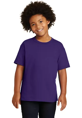 Gildan 5000B Heavyweight Cotton Youth T-shirt  in Purple front view