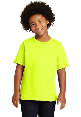 Gildan 5000B Heavyweight Cotton Youth T-shirt  in Safety green front view