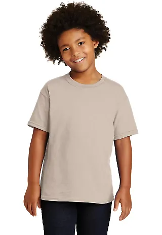 Gildan 5000B Heavyweight Cotton Youth T-shirt  in Sand front view