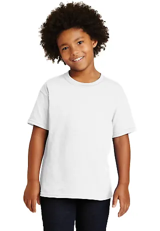 Gildan 5000B Heavyweight Cotton Youth T-shirt  in White front view