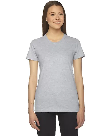 2102 American Apparel Girly Fine Jersey Tee Heather Grey front view