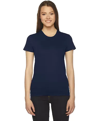 2102 American Apparel Girly Fine Jersey Tee Navy front view