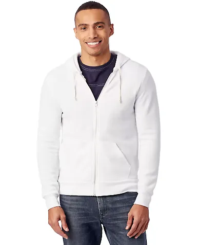AA9590 Alternative Apparel Rocky Unisex Zip Up Hoo in Eco white front view