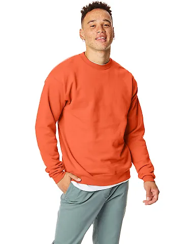 Hanes P160 ecosmart crewneck sweatshirt Orange front view