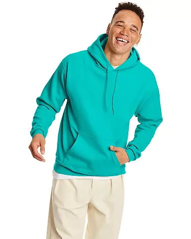 P170 Hanes PrintPro XP Comfortblend Hooded Sweatsh in Athletic teal front view