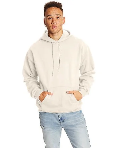 F170 Hanes PrintPro XP Ultimate Cotton Hooded Swea Natural front view
