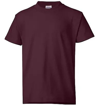 5370 Hanes® Heavyweight 50/50 Youth T-shirt Maroon front view