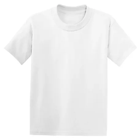 5370 Hanes® Heavyweight 50/50 Youth T-shirt White front view