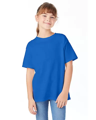 Hanes 5480 Heavyweight Youth T-shirt in Blue bell breeze front view