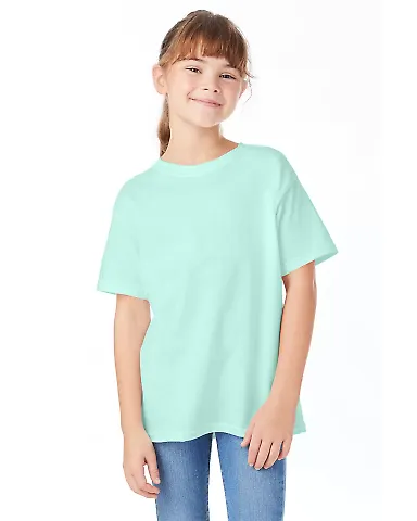 Hanes 5480 Heavyweight Youth T-shirt in Clean mint front view