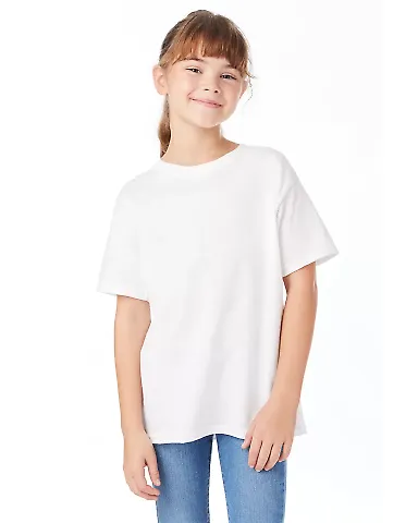 Hanes 5480 Heavyweight Youth T-shirt in White front view