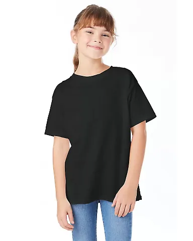 Hanes 5480 Heavyweight Youth T-shirt in Black front view