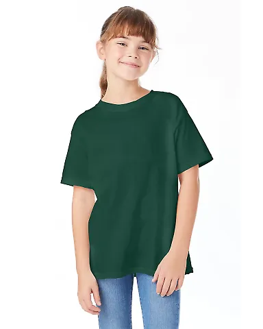 Hanes 5480 Heavyweight Youth T-shirt in Deep forest front view