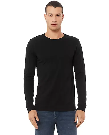 BELLA+CANVAS 3501 Long Sleeve T-Shirt in Black front view