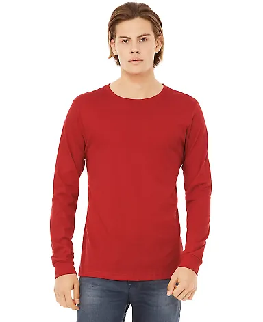 BELLA+CANVAS 3501 Long Sleeve T-Shirt in Red front view