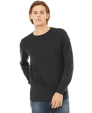 BELLA+CANVAS 3501 Long Sleeve T-Shirt in Dark grey front view
