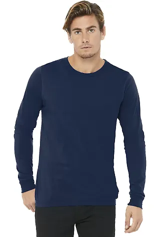BELLA+CANVAS 3501 Long Sleeve T-Shirt NAVY front view