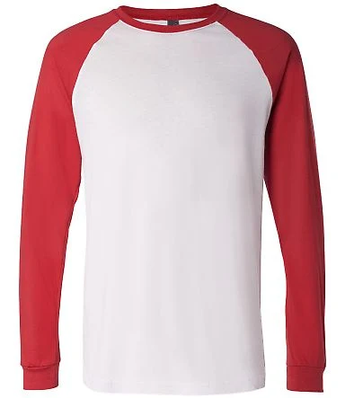 BELLA+CANVAS 3000 Hawthorne Baseball Tee in White/ canvas rd front view