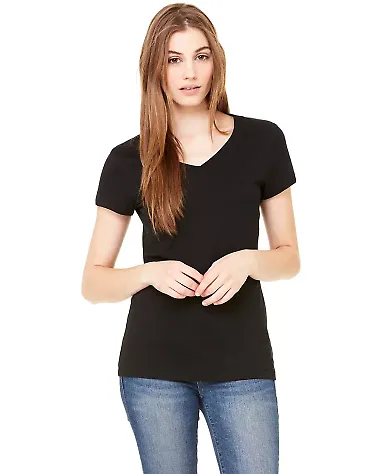 BELLA 6005 Womens V-Neck T-shirt in Black front view