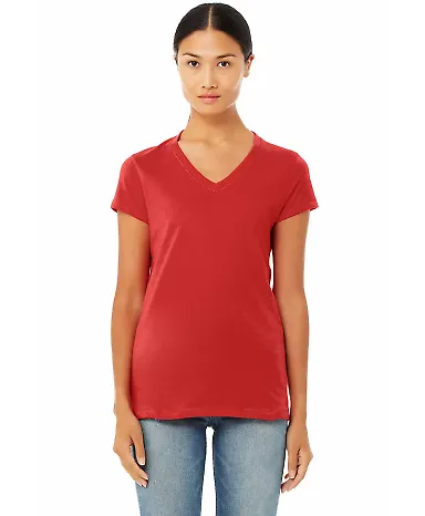 BELLA 6005 Womens V-Neck T-shirt in Red front view
