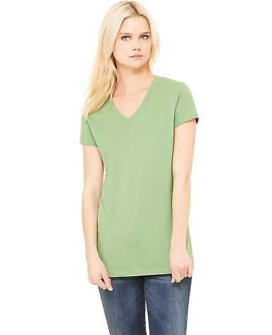 BELLA 6005 Womens V-Neck T-shirt in Leaf front view