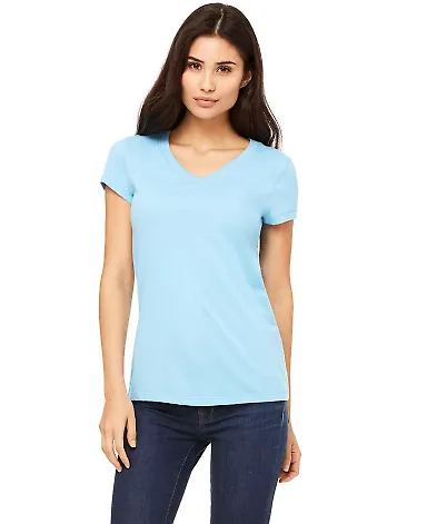 BELLA 6005 Womens V-Neck T-shirt in Ocean blue front view