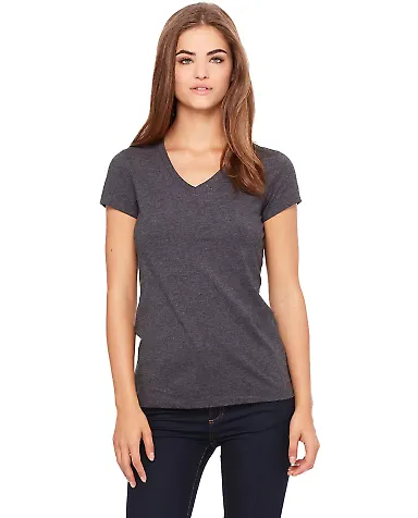 BELLA 6005 Womens V-Neck T-shirt in Dark gry heather front view