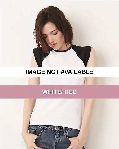 BELLA 2020 Womens Cap Sleeve Baseball Tee White/ Red front view
