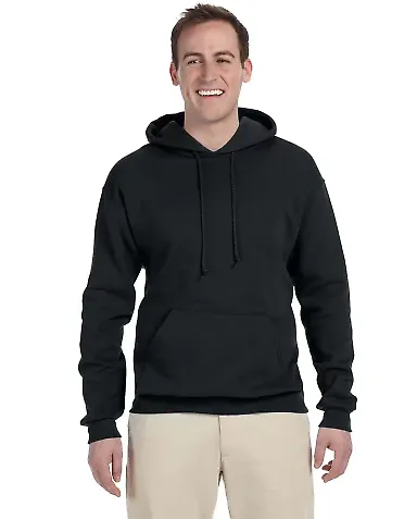 996M JERZEES NuBlend Hooded Pullover Sweatshirt in Black front view