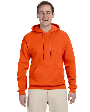 996M JERZEES NuBlend Hooded Pullover Sweatshirt in Safety orange front view