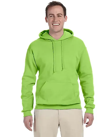 996M JERZEES NuBlend Hooded Pullover Sweatshirt in Neon green front view
