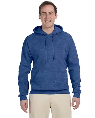 996M JERZEES NuBlend Hooded Pullover Sweatshirt in Vintage heather blue front view