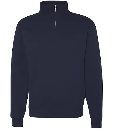 JERZEES 995 Adult New Blend Zip Cadet Collar Sweat J. Navy front view