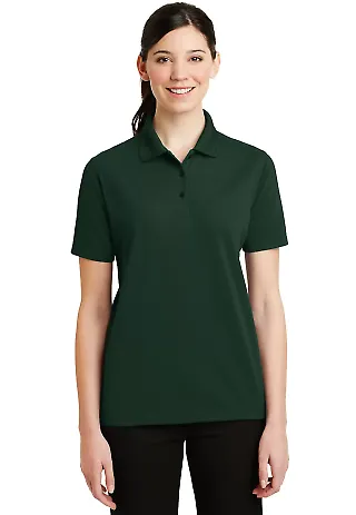 CornerStone Ladies Industrial Pocketless Pique Pol Dark Green front view