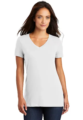 District Made DM1170L Ladies Perfect Weight V Neck Bright White front view