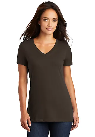 District Made DM1170L Ladies Perfect Weight V Neck Espresso front view