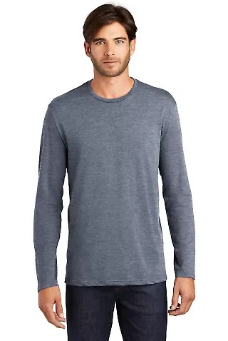 District Made 153 Mens Perfect Weight Long Sleeve  Heathered Navy front view