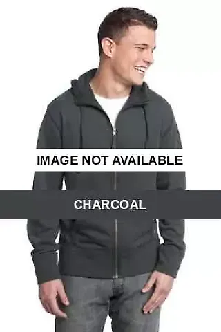 District Young Mens French Terry Full Zip Hoodie D Charcoal front view