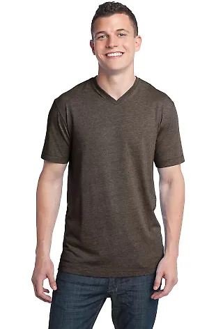 District Young Mens Tri Blend V Neck Tee DT142V Chocolate Hthr front view