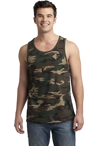 District Young Mens Cotton Ringer Tank DT1500 Military Camo front view