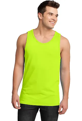 District Young Mens Cotton Ringer Tank DT1500 Neon Lime/Lime front view